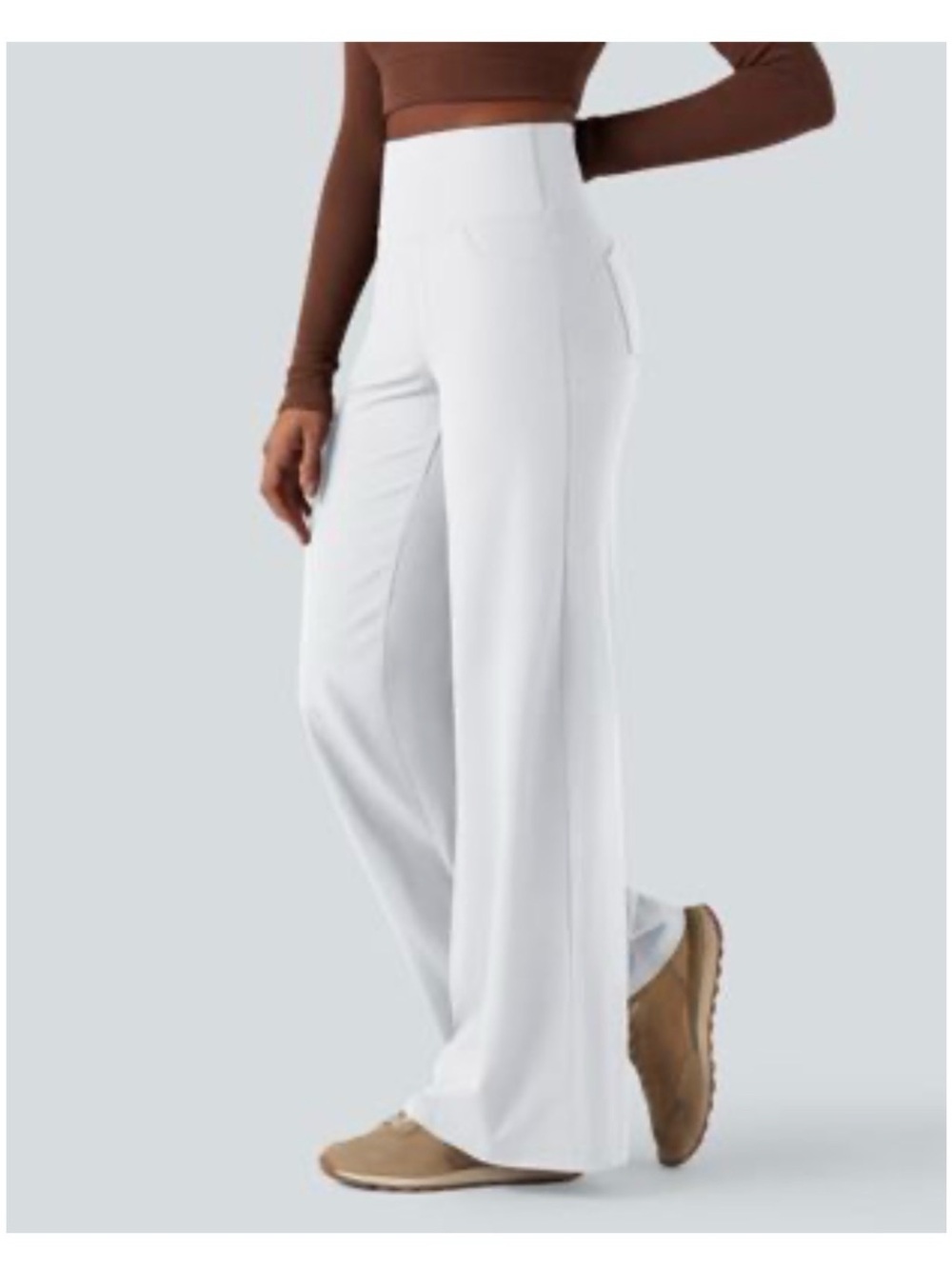 HALARA White High-Rise Wide-Leg Pants